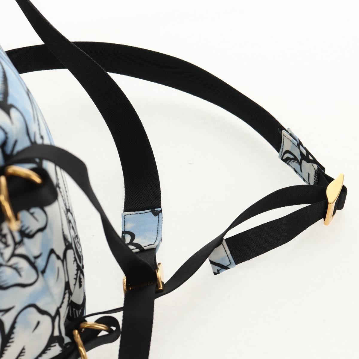 FENDI Backpack Nylon Blue Gold Auth ka596M