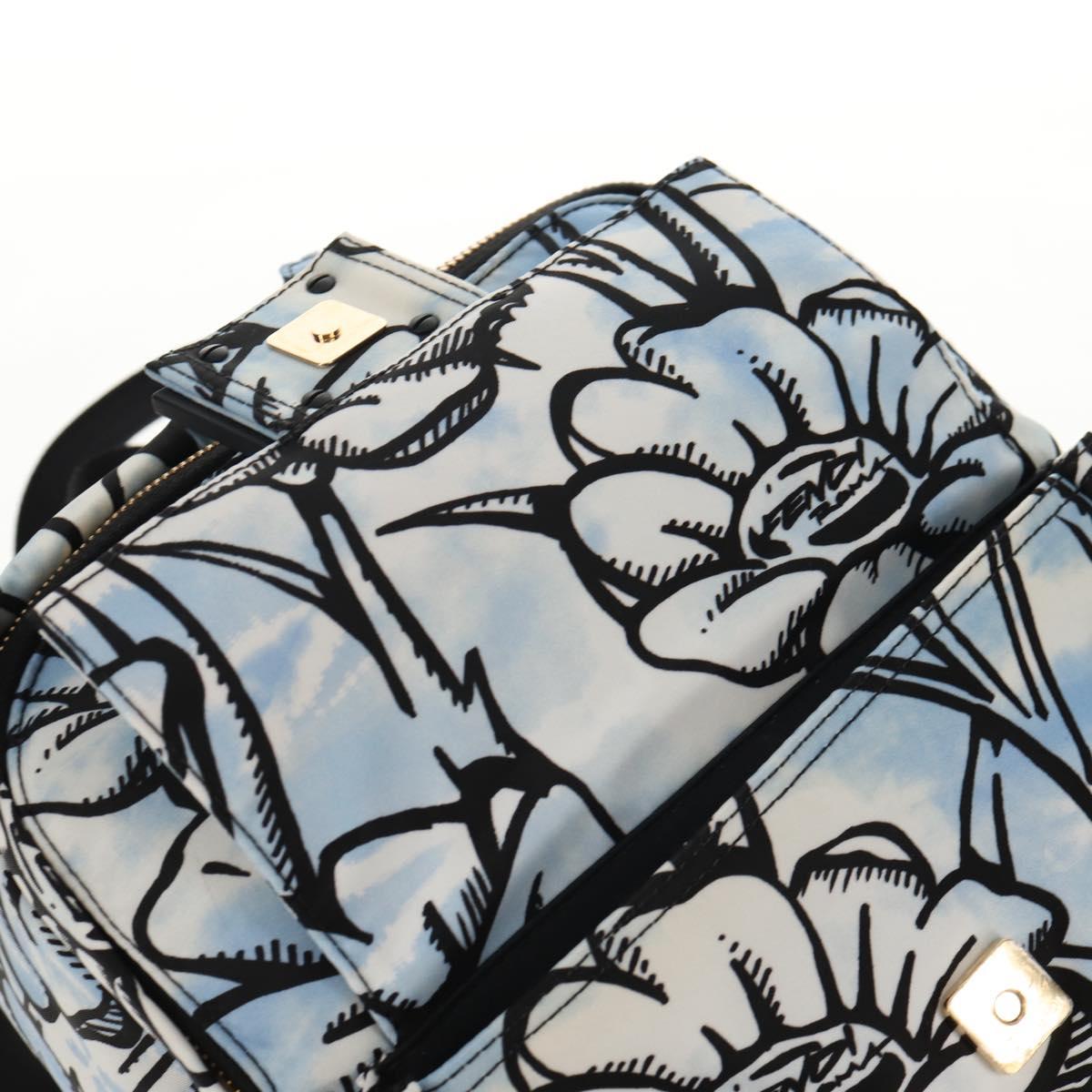 FENDI Backpack Nylon Blue Gold Auth ka596M