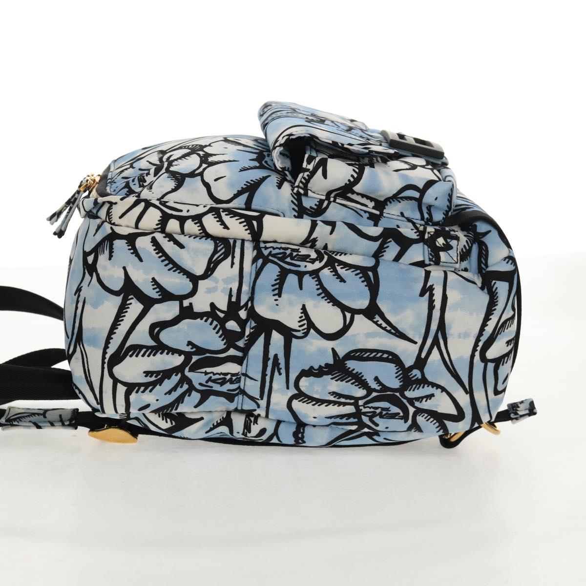 FENDI Backpack Nylon Blue Gold Auth ka596M