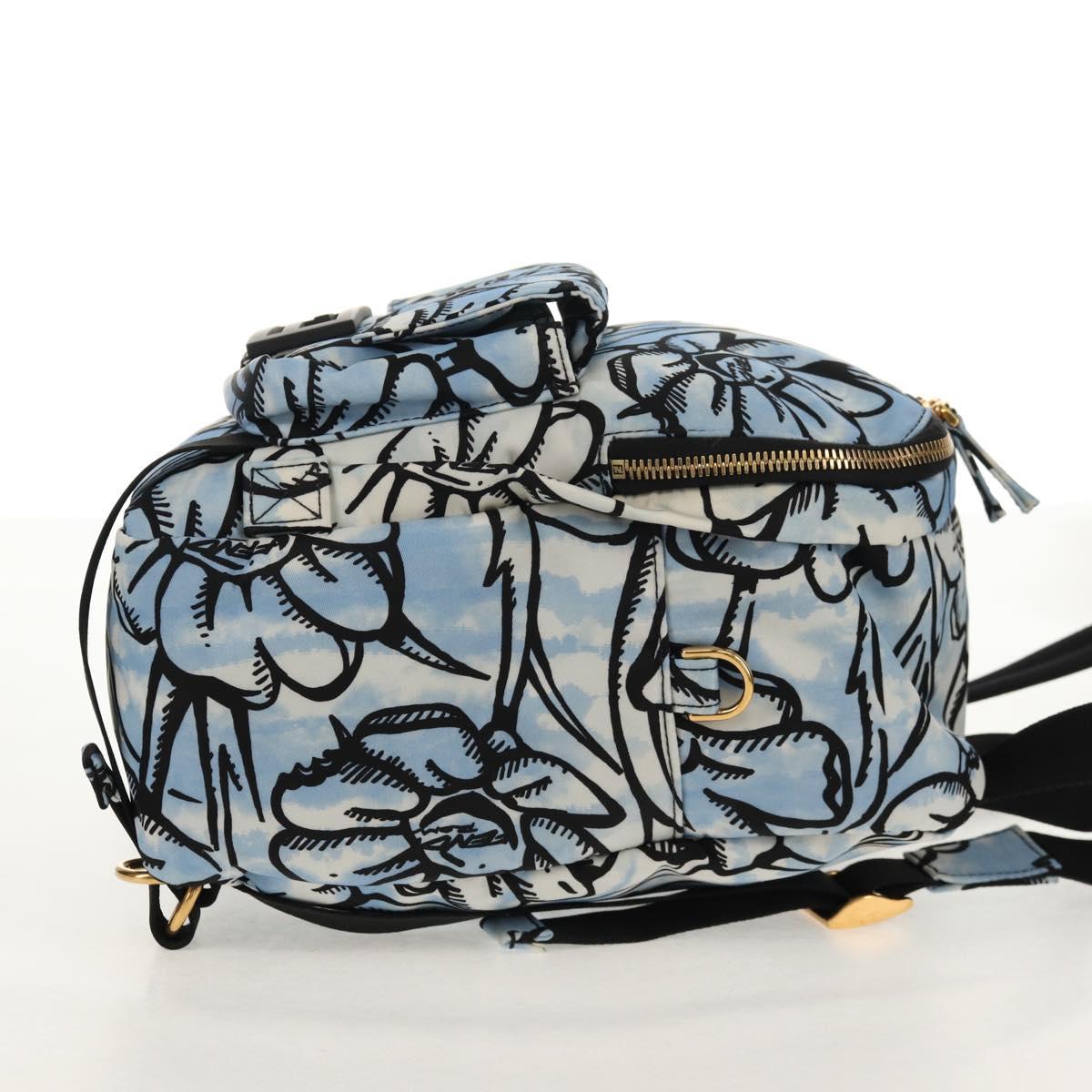 FENDI Backpack Nylon Blue Gold Auth ka596M