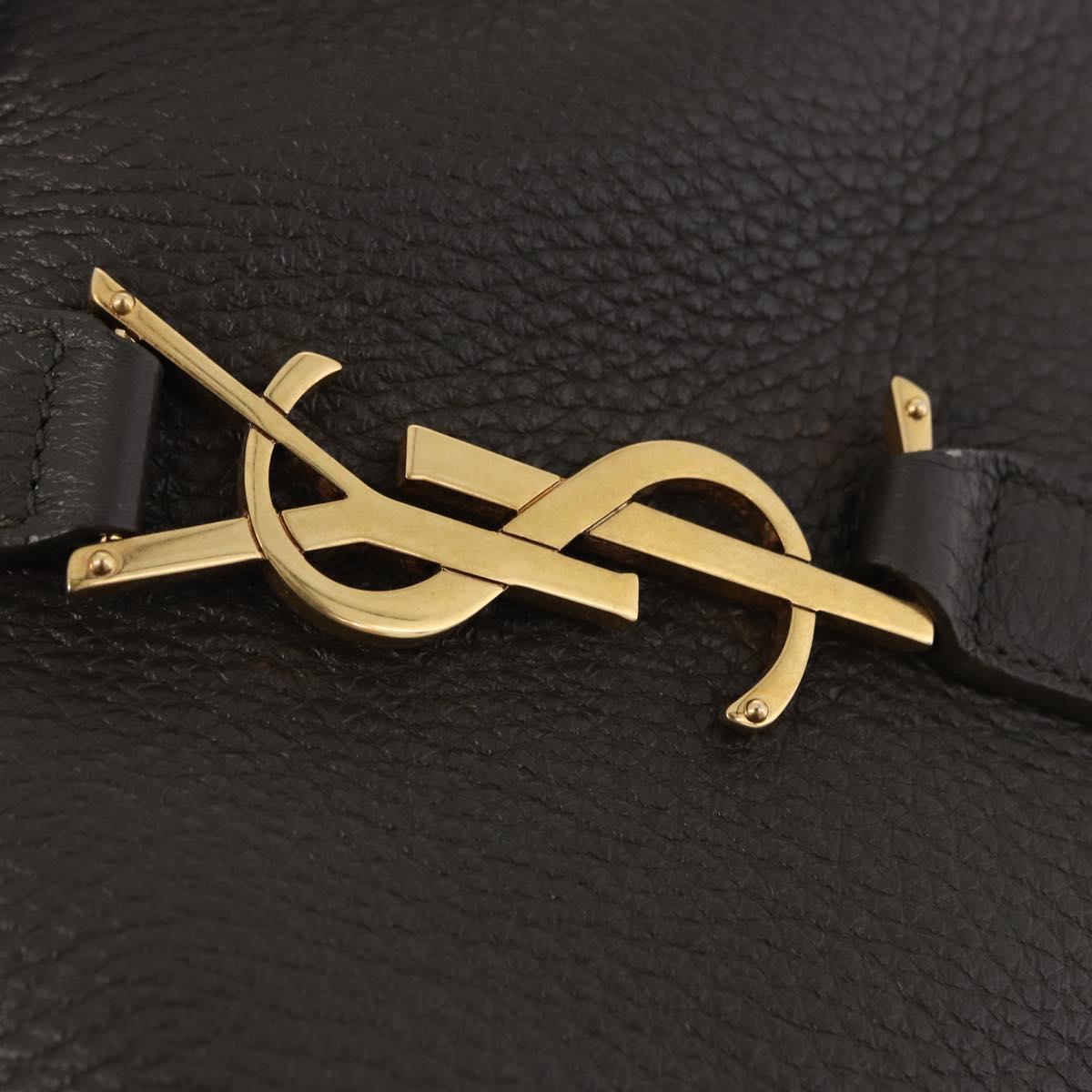 SAINT LAURENT LE 5 `A 7 BEA Tote Bag Leather Khaki Gold Auth ka5971SAM