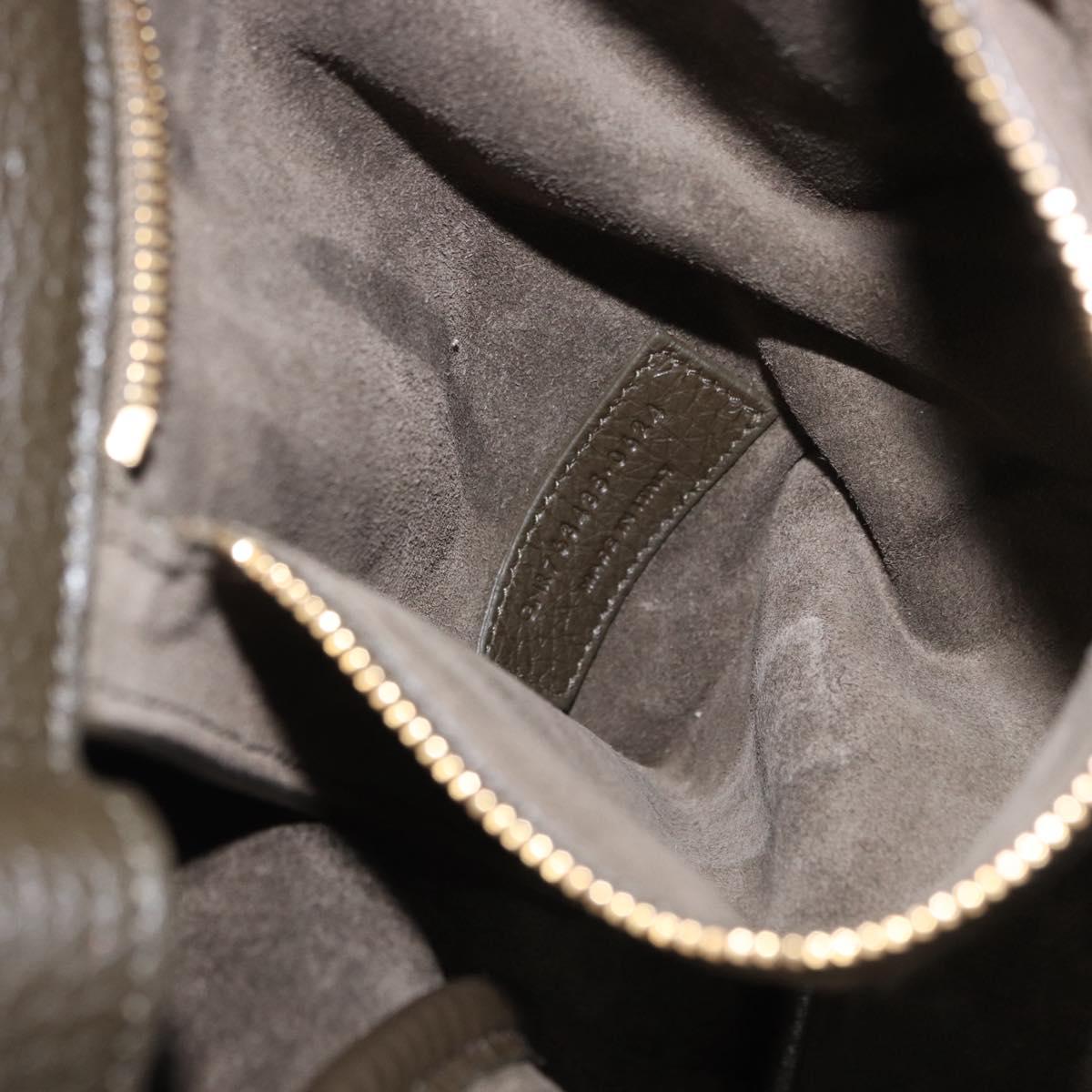 SAINT LAURENT LE 5 `A 7 BEA Tote Bag Leather Khaki Gold Auth ka5971SAM