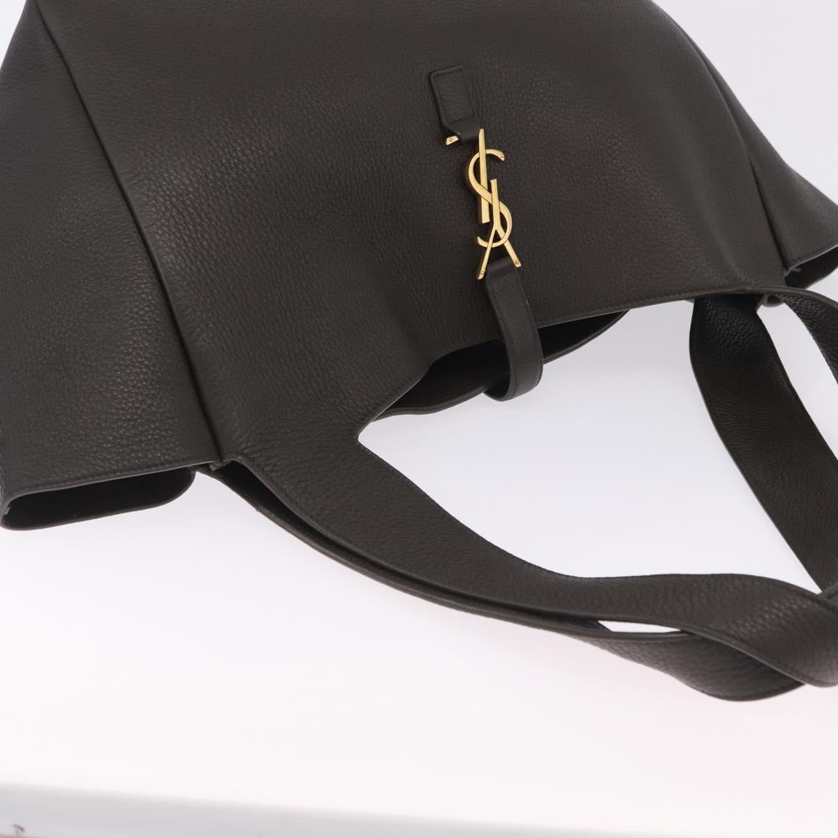 SAINT LAURENT LE 5 `A 7 BEA Tote Bag Leather Khaki Gold Auth ka5971SAM