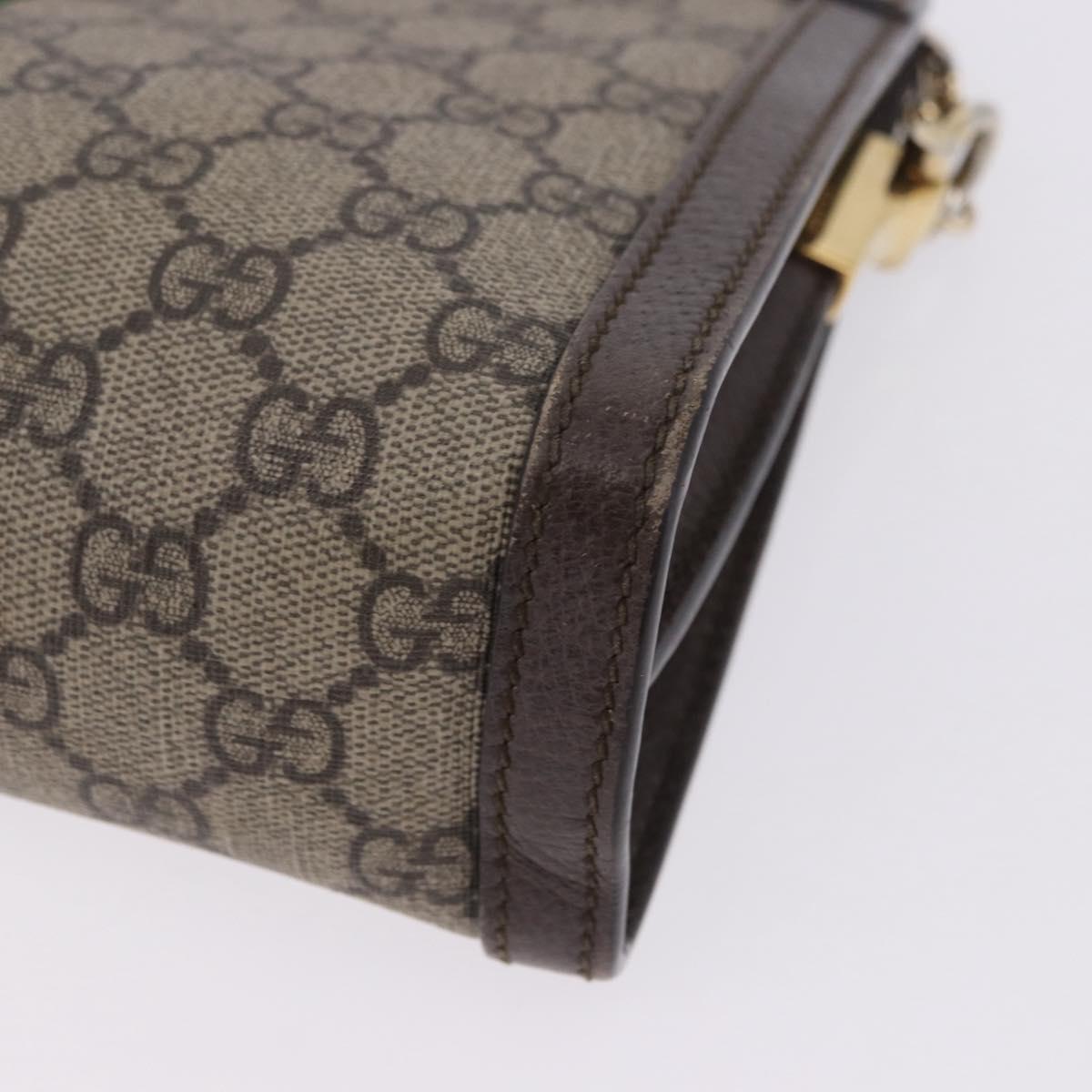 GUCCI GG Supreme Chain Web Sherry Line Bag PVC Beige Gold 503877 Auth ka5977V