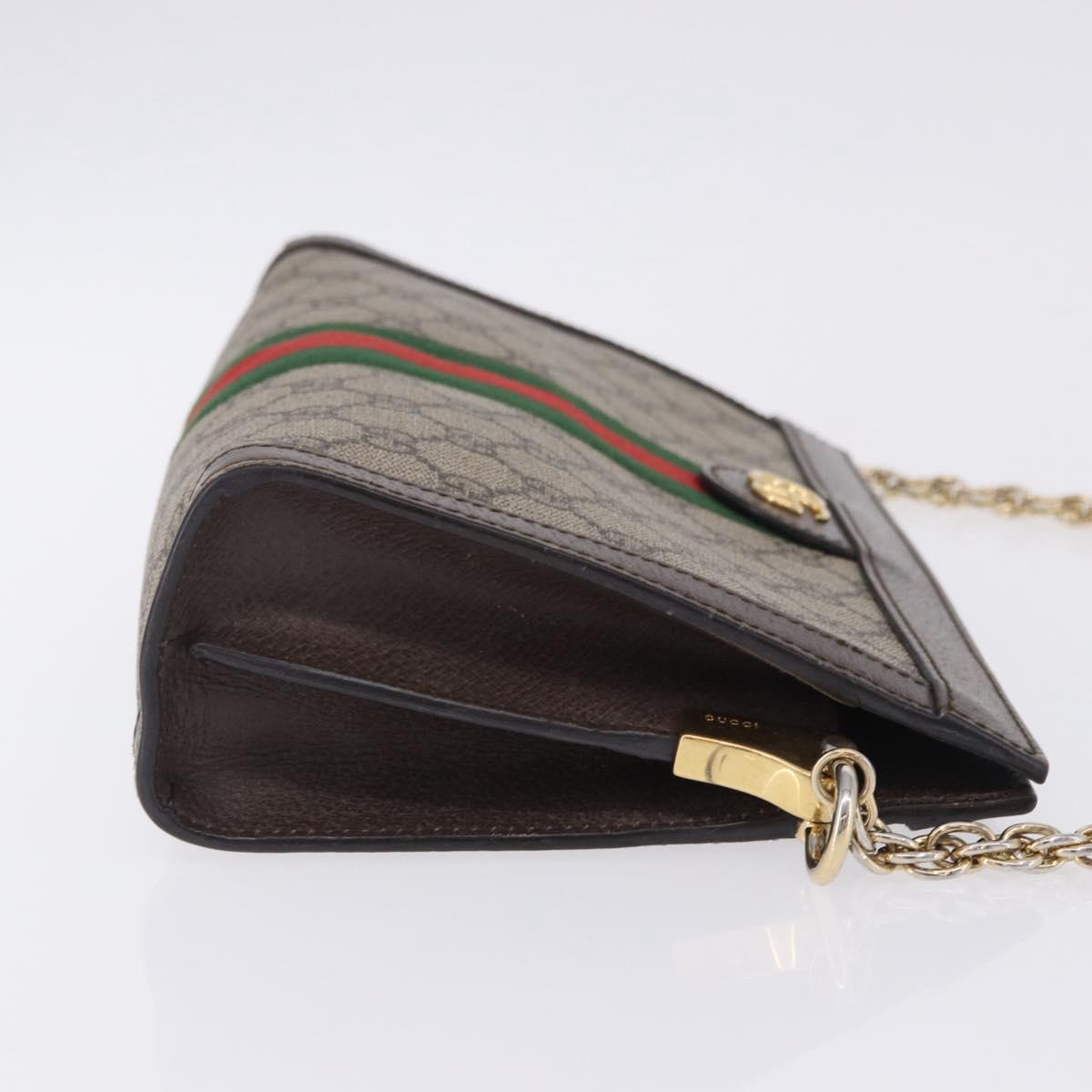 GUCCI GG Supreme Chain Web Sherry Line Bag PVC Beige Gold 503877 Auth ka5977V