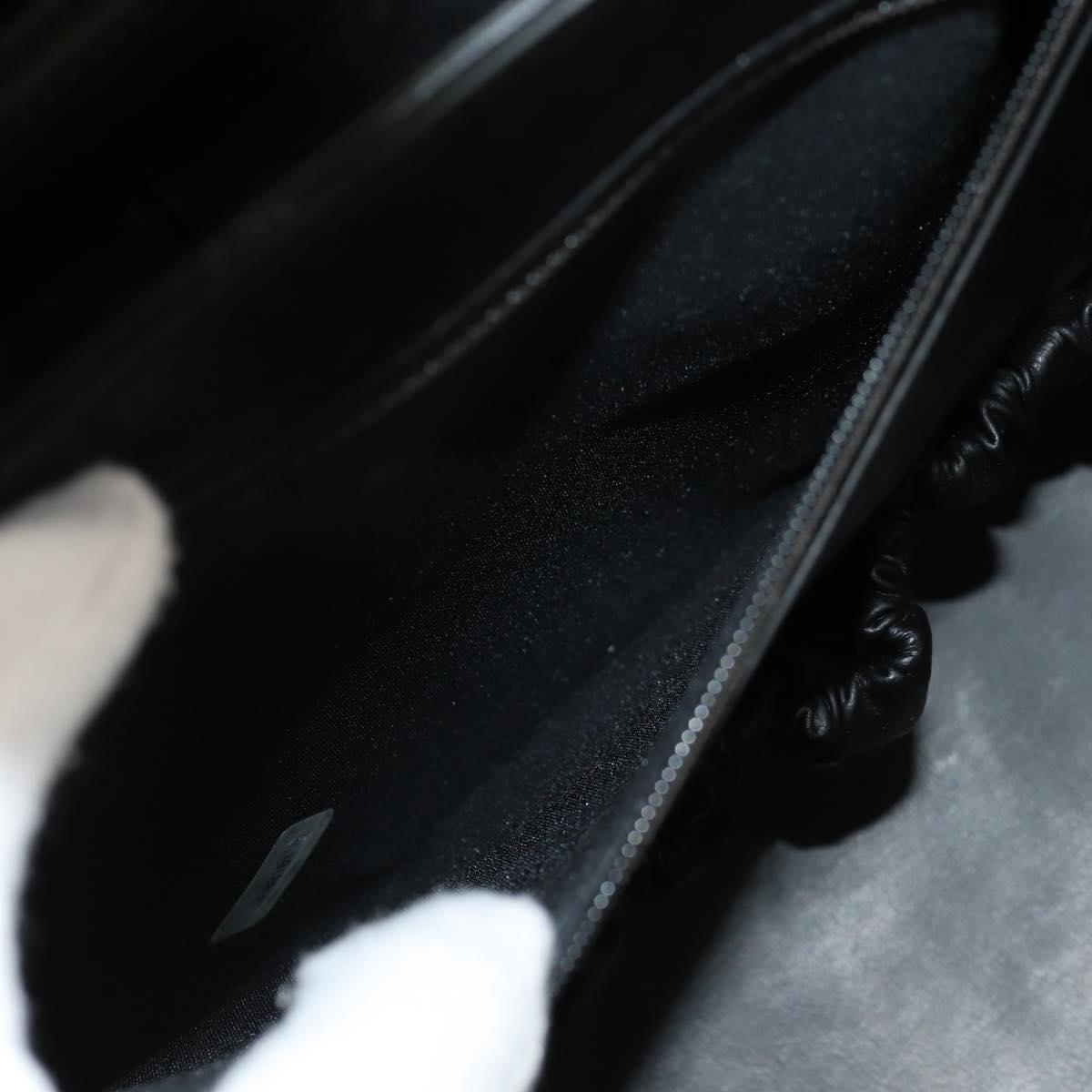 CHANEL Bicolore Vanity Hand Bag Lamb Skin Black Gold CC Auth ka597V