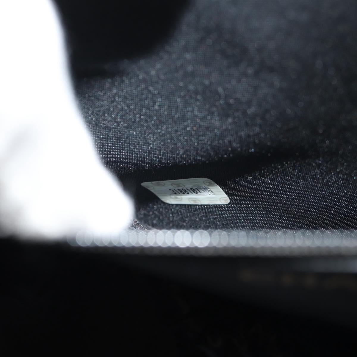 CHANEL Bicolore Vanity Hand Bag Lamb Skin Black Gold CC Auth ka597V