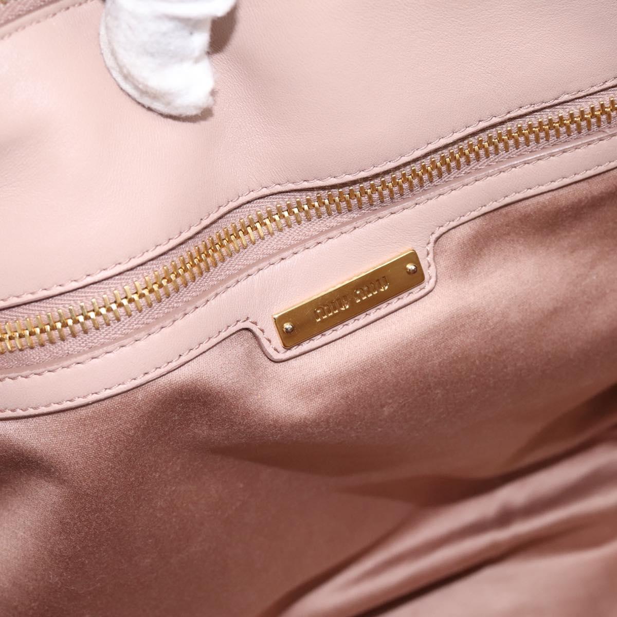 Miu Miu Matelasse Hand Bag Leather 2way Pink Gold Auth ka5983A