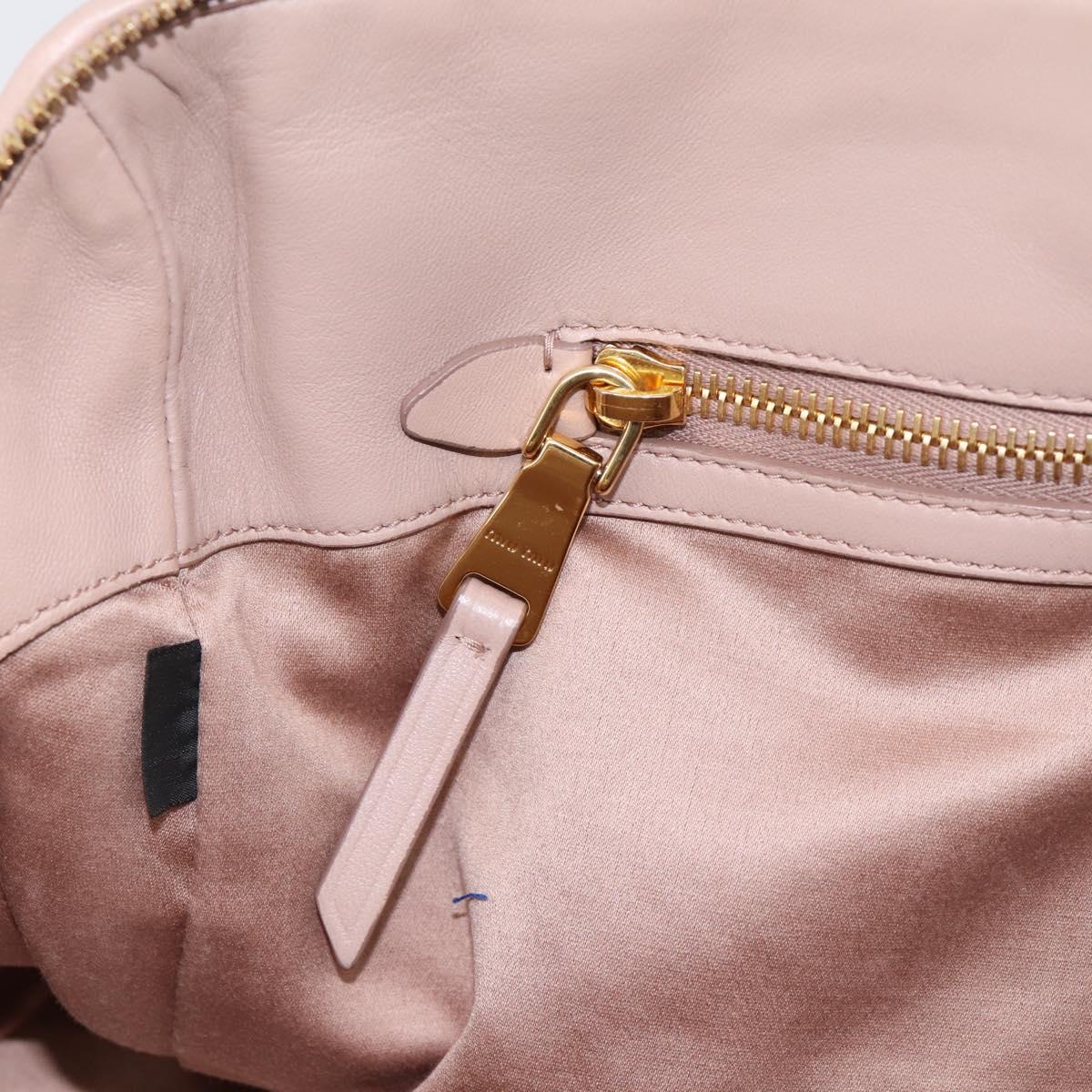 Miu Miu Matelasse Hand Bag Leather 2way Pink Gold Auth ka5983A