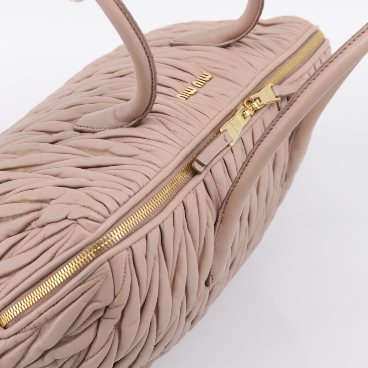 Miu Miu Matelasse Hand Bag Leather 2way Pink Gold Auth ka5983A
