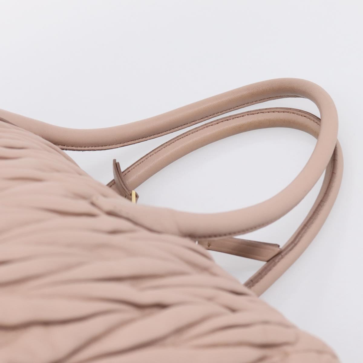 Miu Miu Matelasse Hand Bag Leather 2way Pink Gold Auth ka5983A