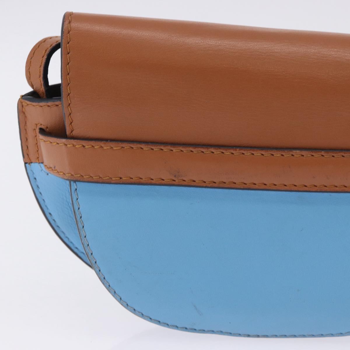 LOEWE Mini Gate Bag Shoulder Bag Leather Blue Gold Auth ka5984A