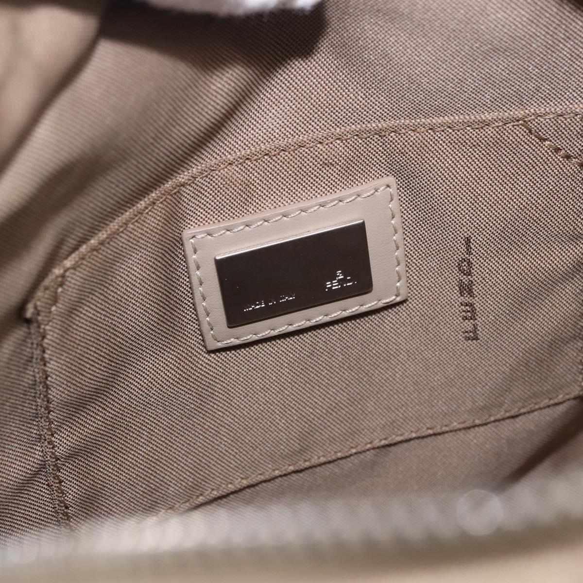 FENDI Zucchino Canvas Hand Pouch Beige Silver Auth ka5985A