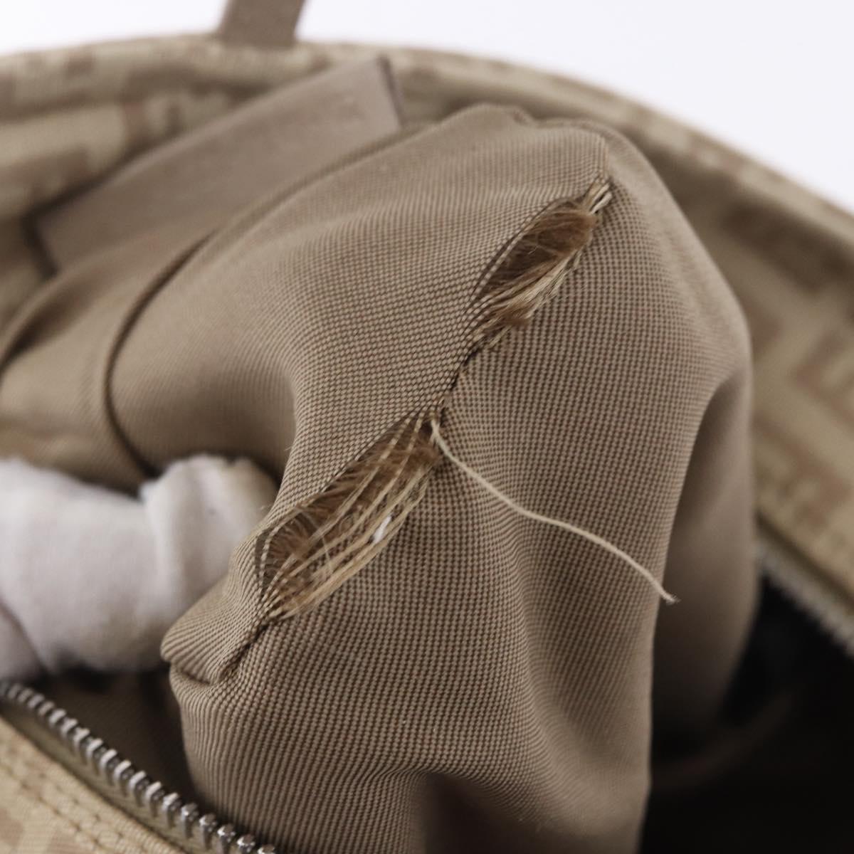 FENDI Zucchino Canvas Hand Pouch Beige Silver Auth ka5985A
