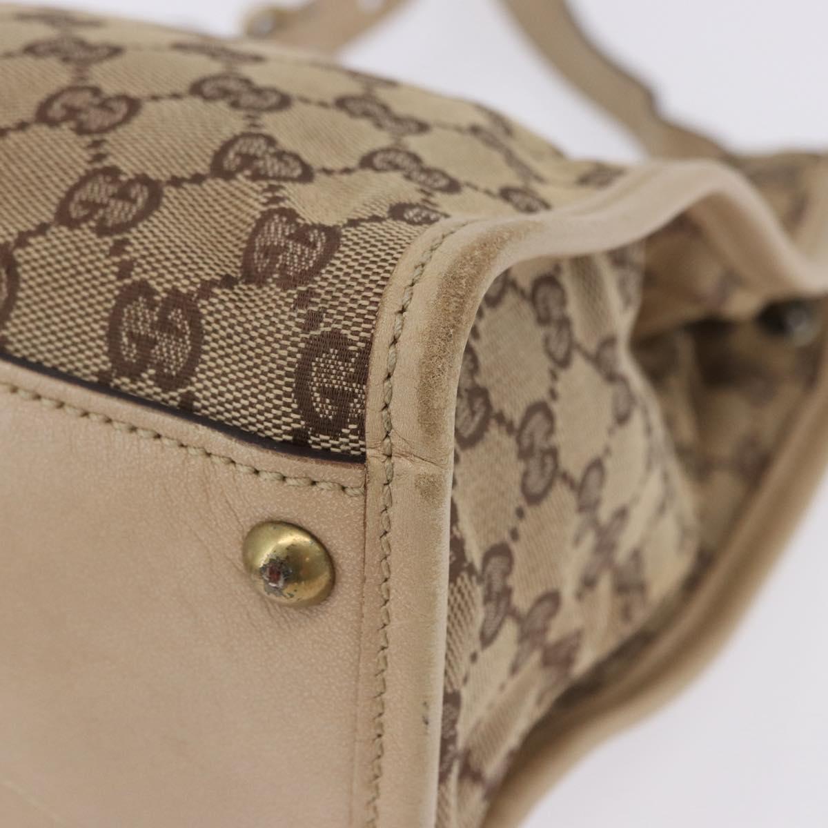 GUCCI GG Canvas Shoulder Bag Beige Gold 110292 Auth ka5987