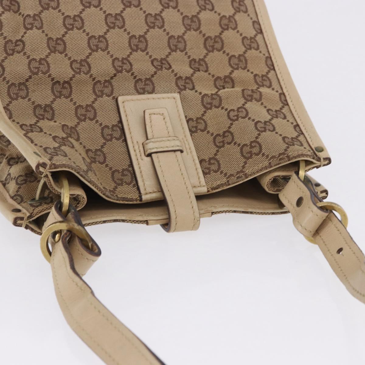GUCCI GG Canvas Shoulder Bag Beige Gold 110292 Auth ka5987