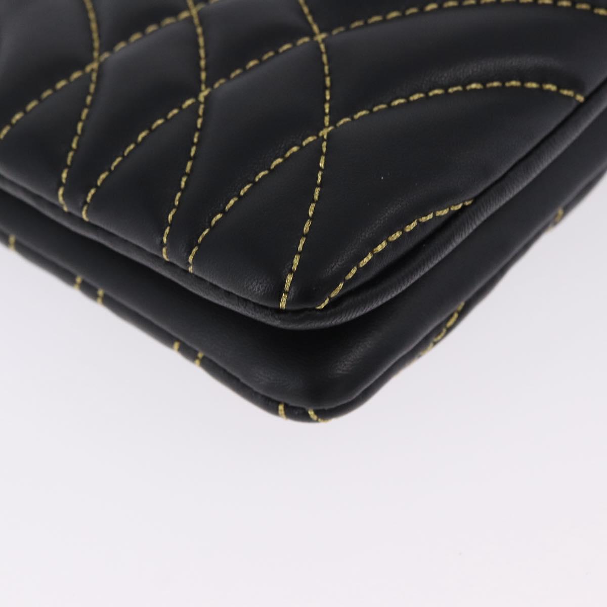 BURBERRY Chain Shoulder Bag Leather Black Gold Auth ka5988V