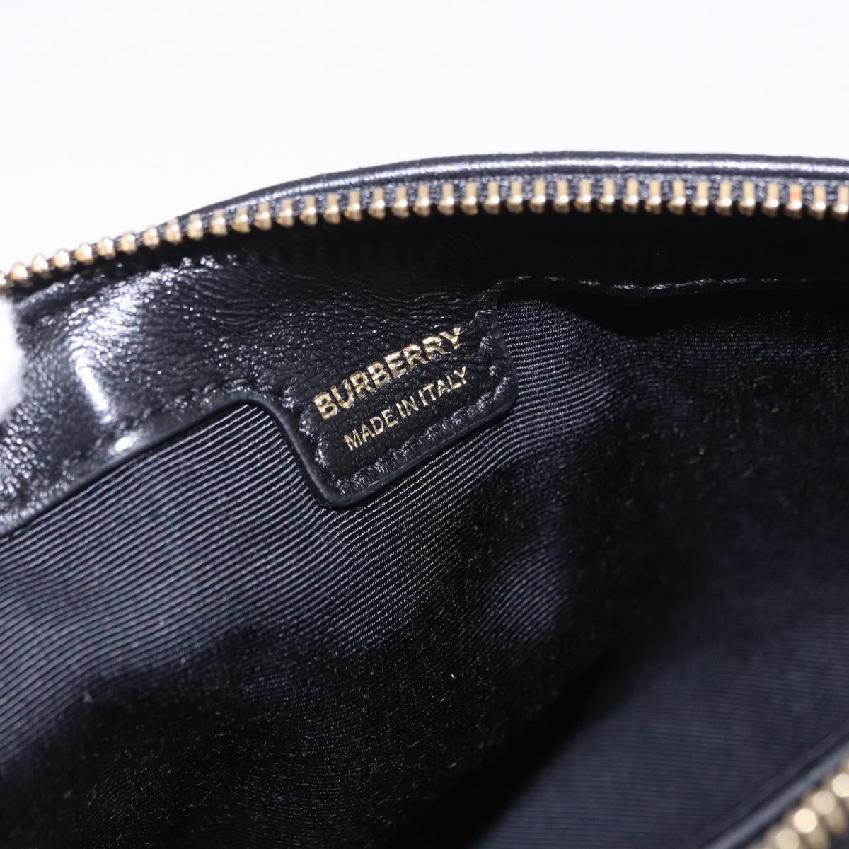 BURBERRY Chain Shoulder Bag Leather Black Gold Auth ka5988V