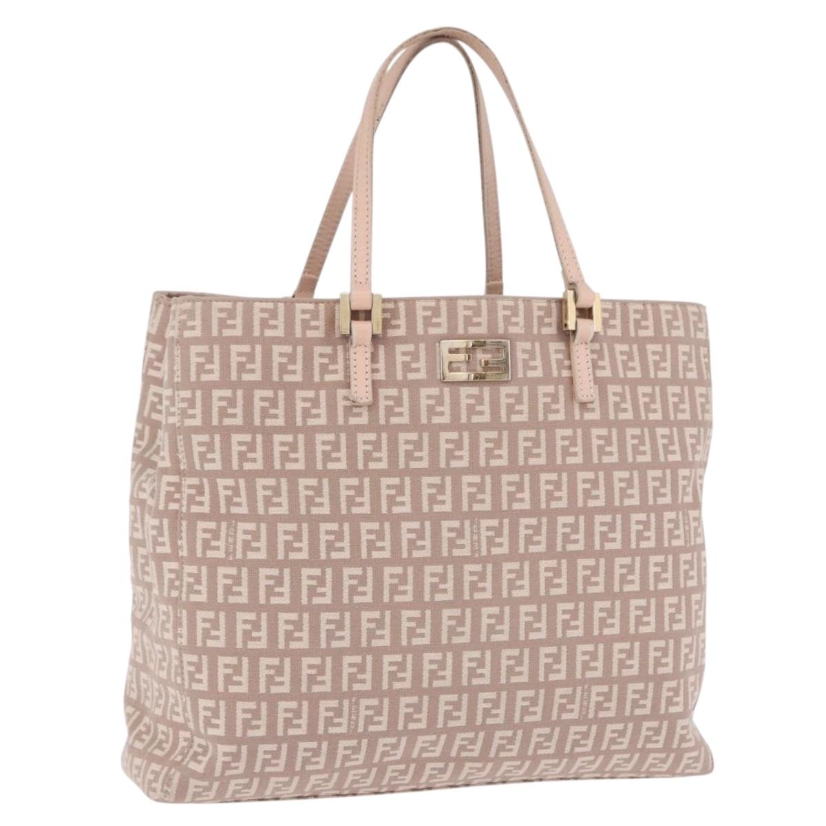 FENDI Zucchino Canvas Tote Bag Beige Gold Auth ka5989A