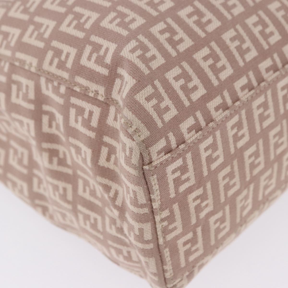FENDI Zucchino Canvas Tote Bag Beige Gold Auth ka5989A