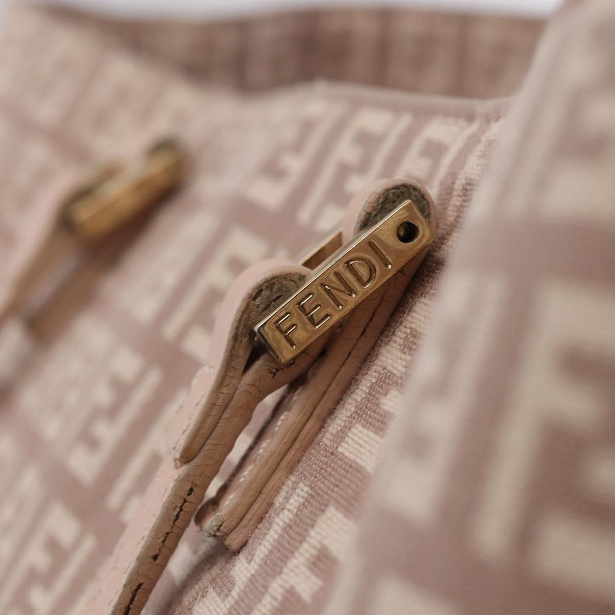 FENDI Zucchino Canvas Tote Bag Beige Gold Auth ka5989A