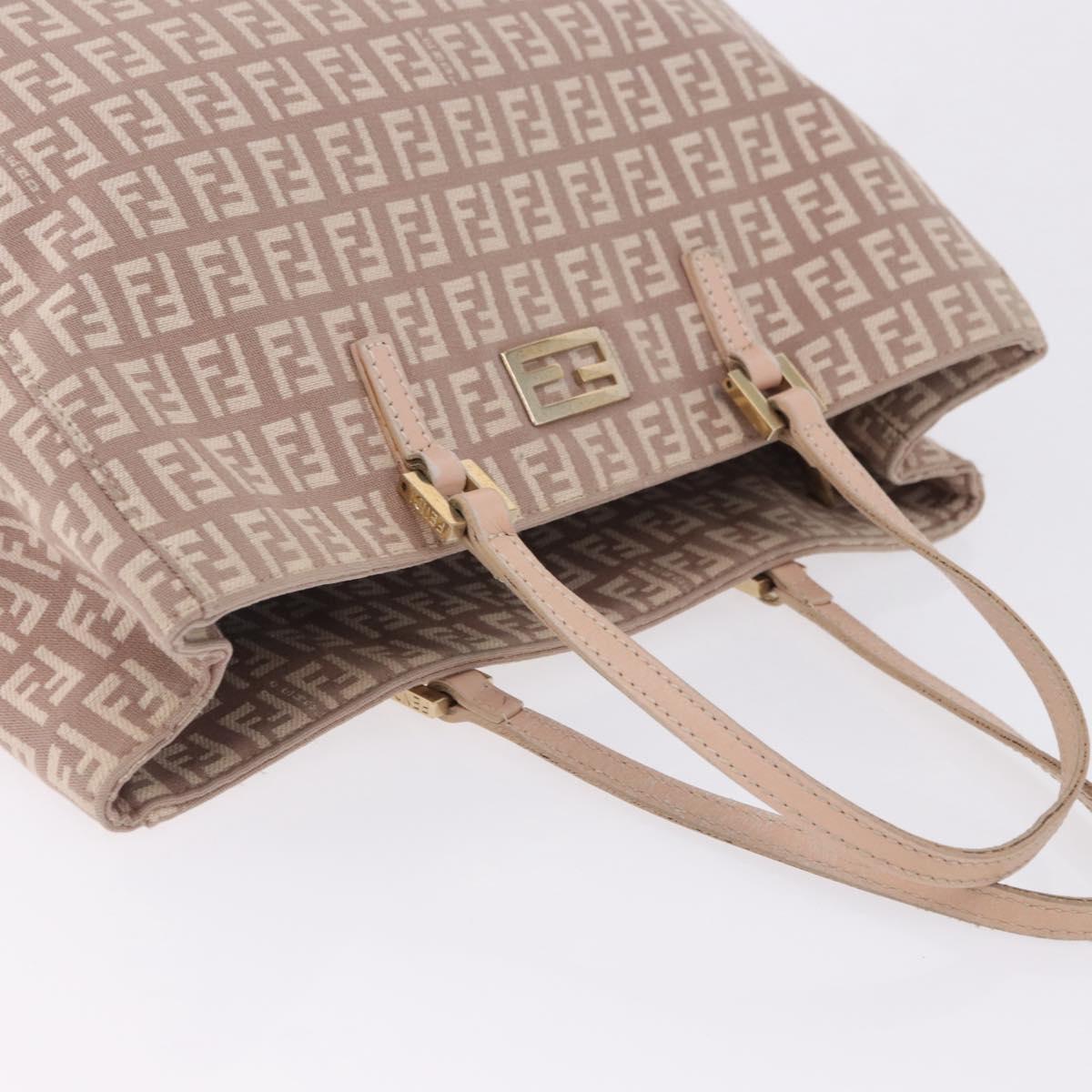 FENDI Zucchino Canvas Tote Bag Beige Gold Auth ka5989A