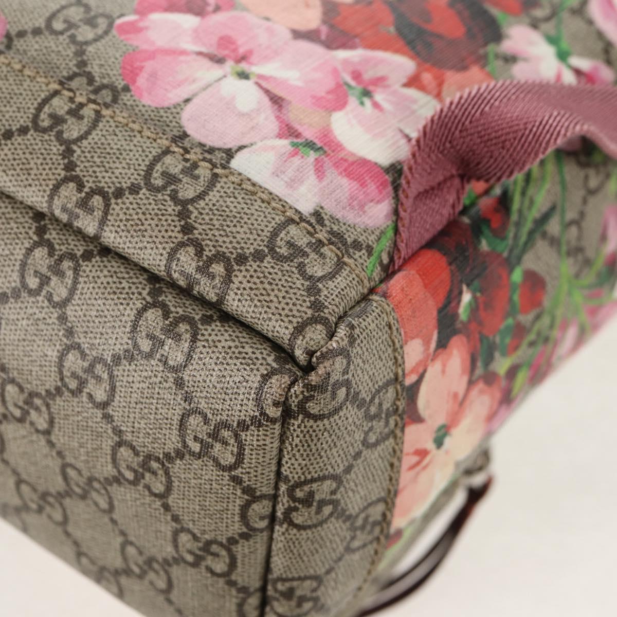 GUCCI GG Blooms GG Supreme Backpack PVC Beige Silver 410544 Auth ka598M