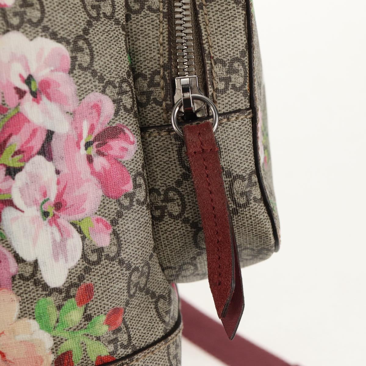 GUCCI GG Blooms GG Supreme Backpack PVC Beige Silver 410544 Auth ka598M