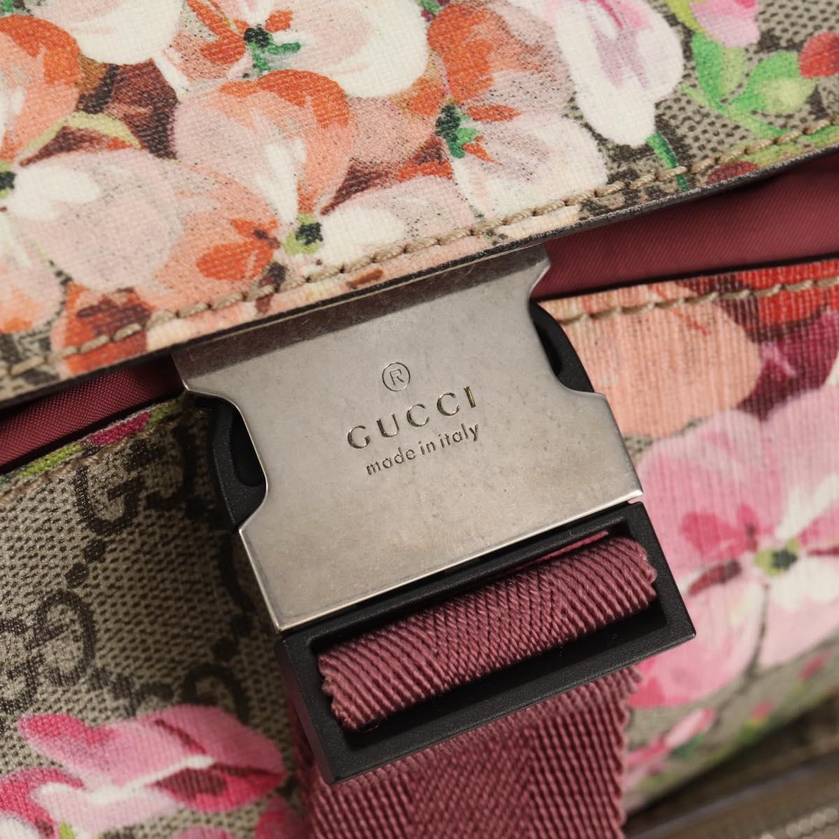 GUCCI GG Blooms GG Supreme Backpack PVC Beige Silver 410544 Auth ka598M