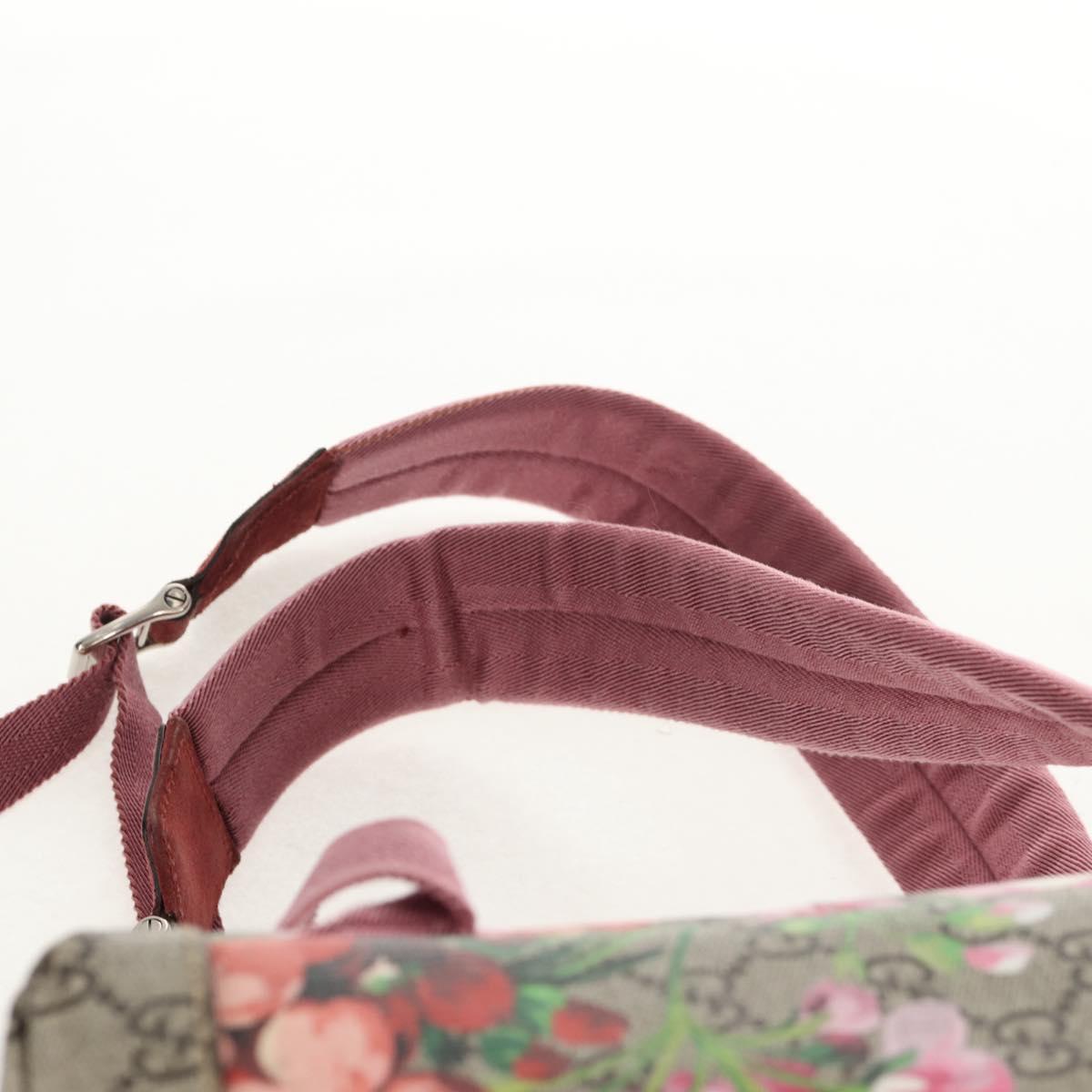GUCCI GG Blooms GG Supreme Backpack PVC Beige Silver 410544 Auth ka598M