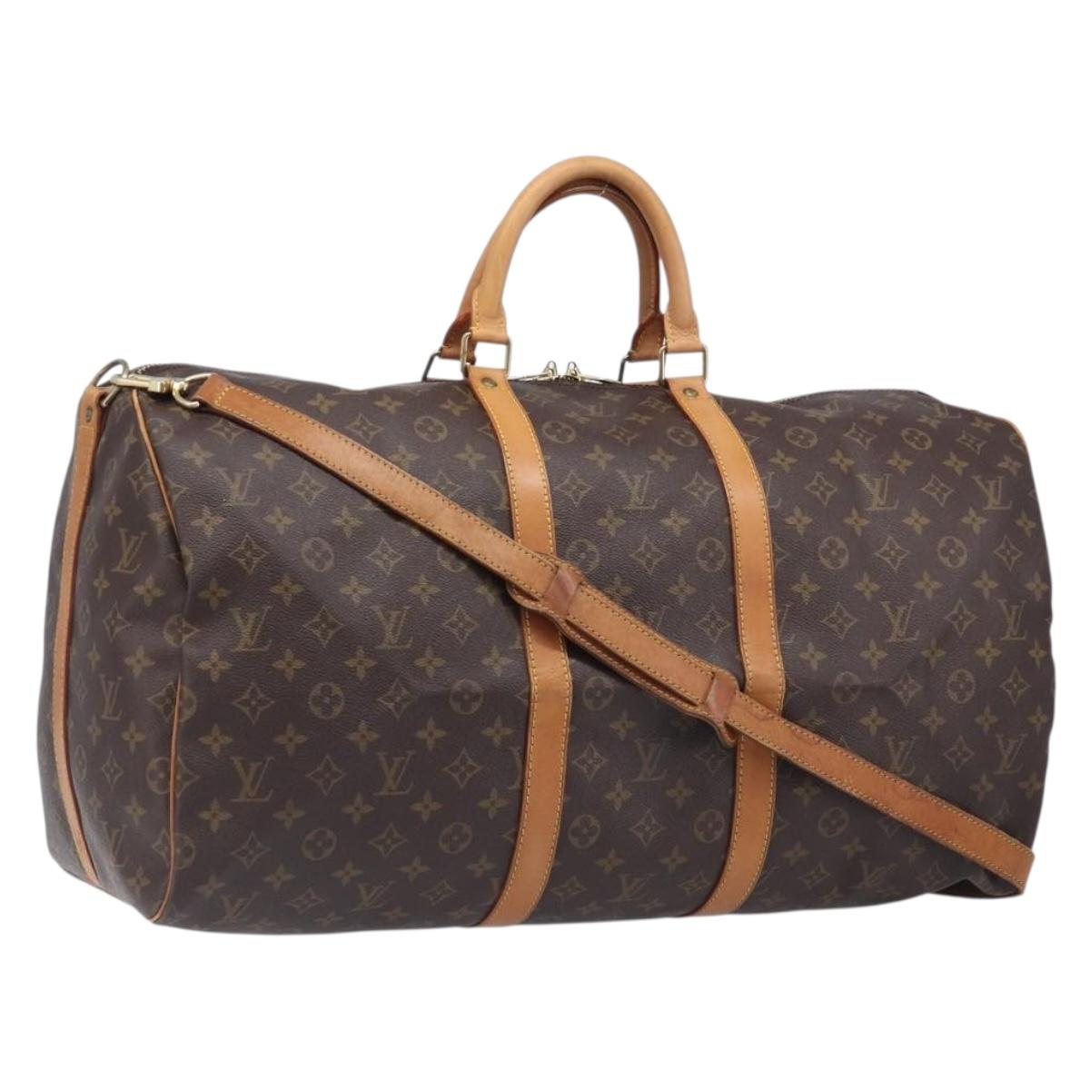 LOUIS VUITTON Monogram Keepall Bandouliere 55 Boston Bag M41414 LV Auth ka5990A