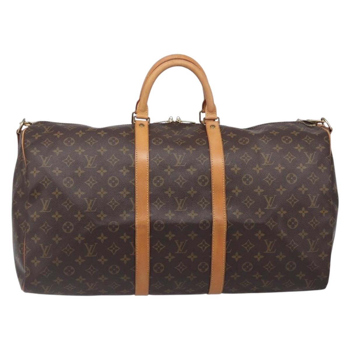 LOUIS VUITTON Monogram Keepall Bandouliere 55 Boston Bag M41414 LV Auth ka5990A