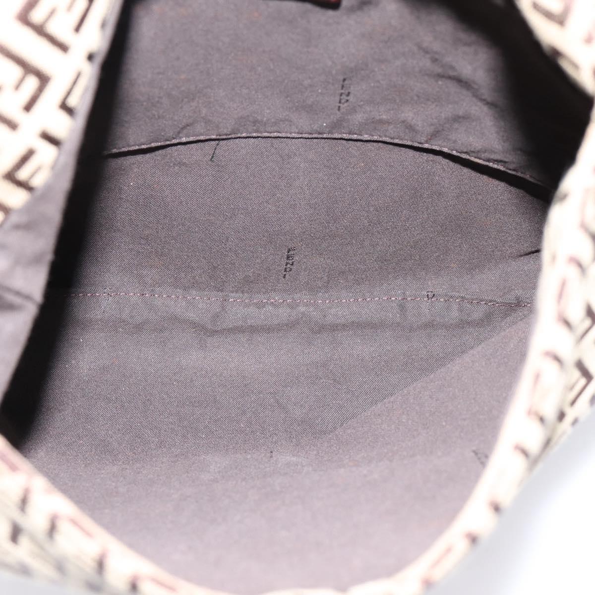FENDI Zucchino Canvas Mamma Baguette Shoulder Bag Beige Gold Auth ka5997A