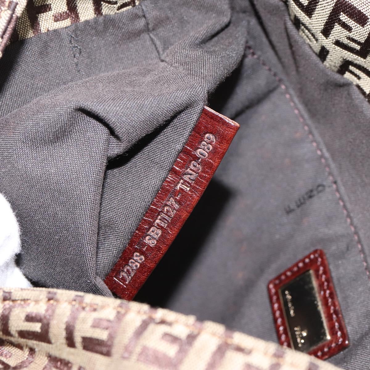 FENDI Zucchino Canvas Mamma Baguette Shoulder Bag Beige Gold Auth ka5997A