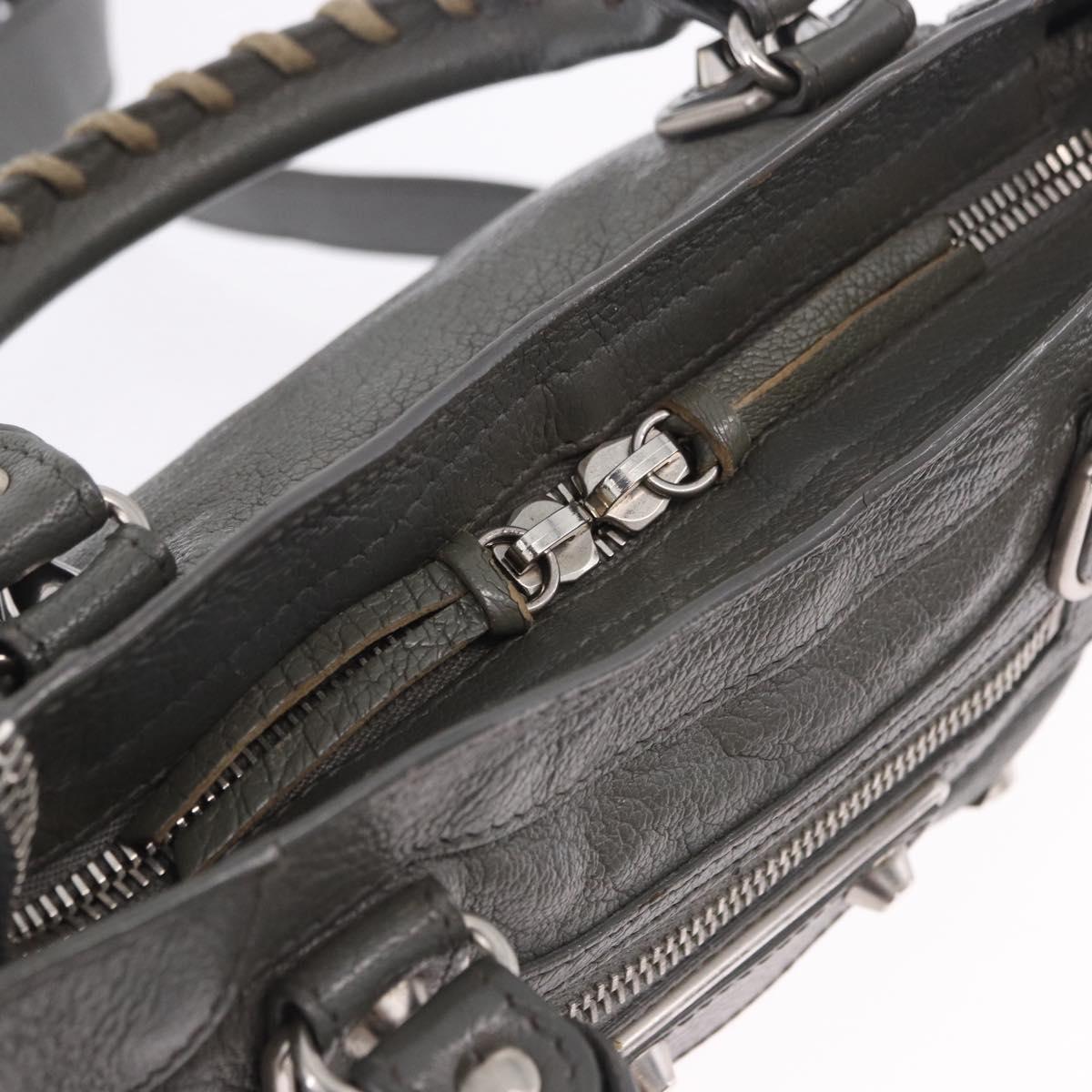 BALENCIAGA Classic Metal Edge City Bag Leather 2way Gray 390160 Auth ka5998SAM