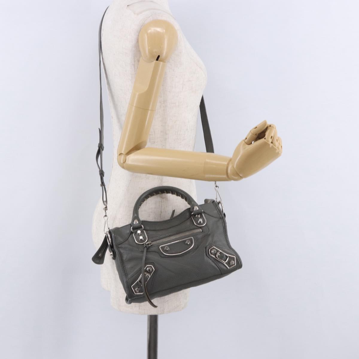 BALENCIAGA Classic Metal Edge City Bag Leather 2way Gray 390160 Auth ka5998SAM