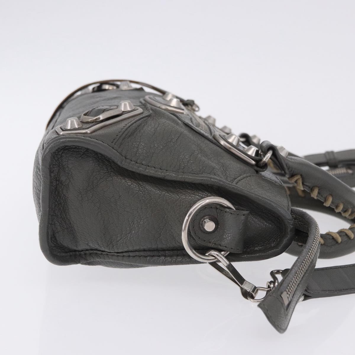 BALENCIAGA Classic Metal Edge City Bag Leather 2way Gray 390160 Auth ka5998SAM