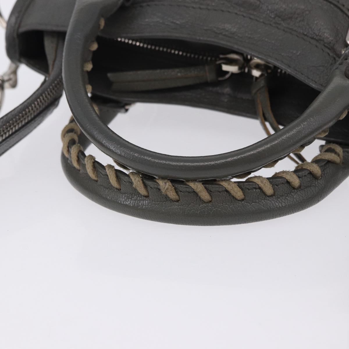 BALENCIAGA Classic Metal Edge City Bag Leather 2way Gray 390160 Auth ka5998SAM