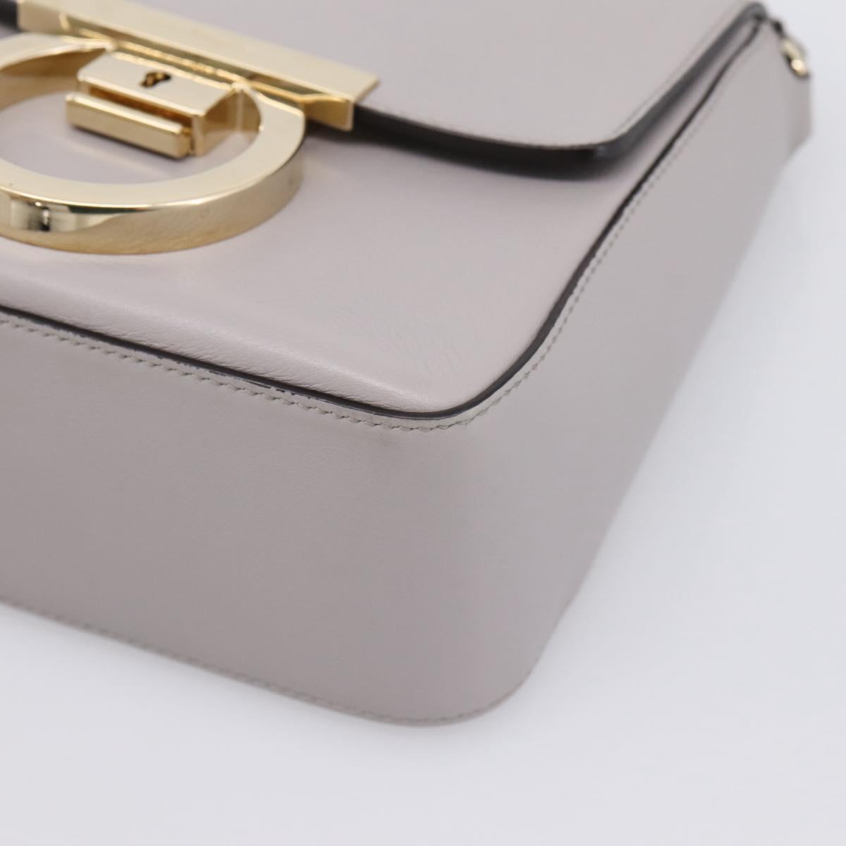 Salvatore Ferragamo Gancini Shoulder Bag Leather Gray Gold Auth ka6000V