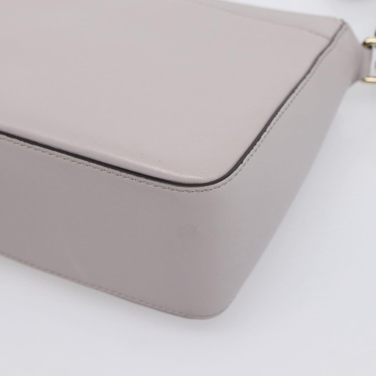 Salvatore Ferragamo Gancini Shoulder Bag Leather Gray Gold Auth ka6000V