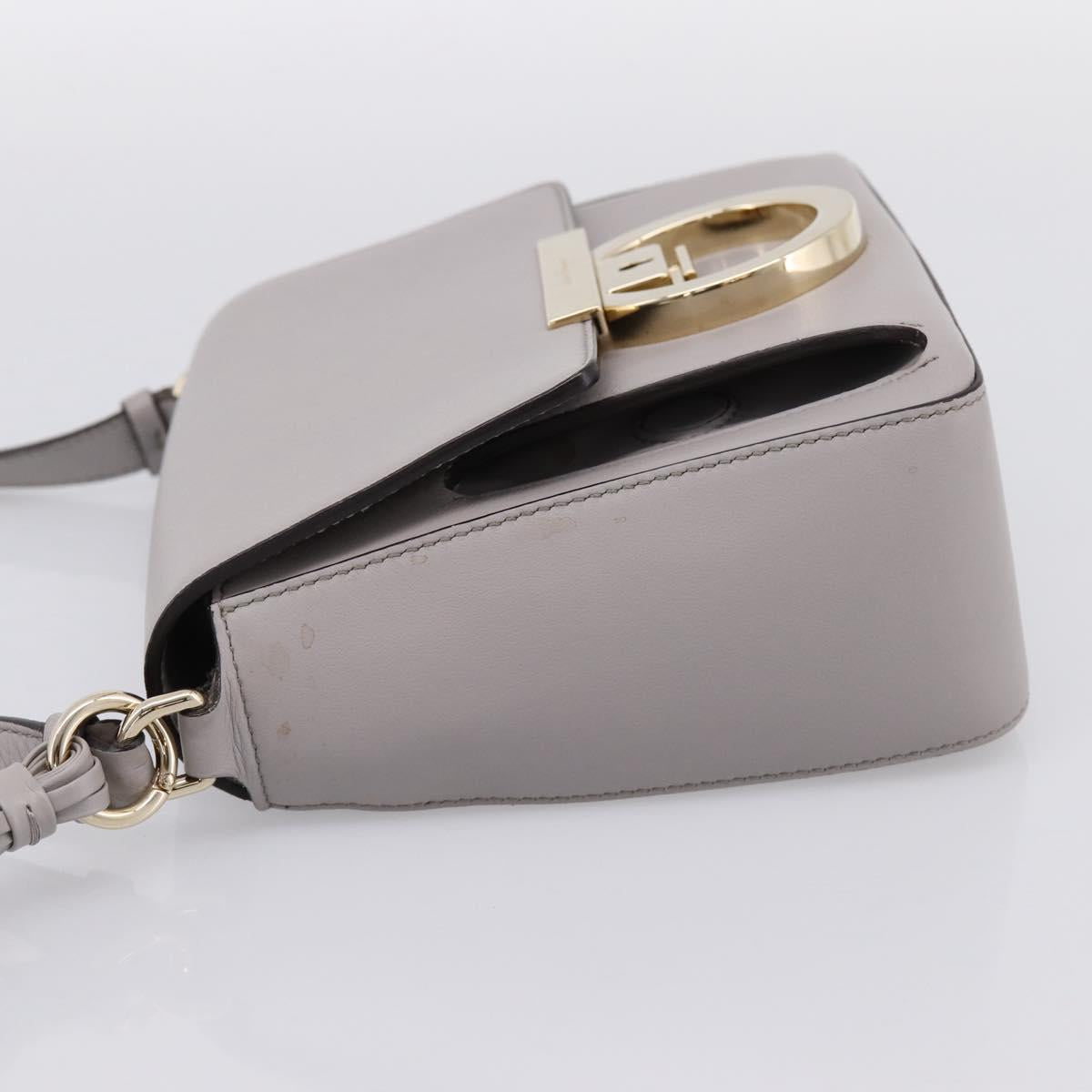 Salvatore Ferragamo Gancini Shoulder Bag Leather Gray Gold Auth ka6000V