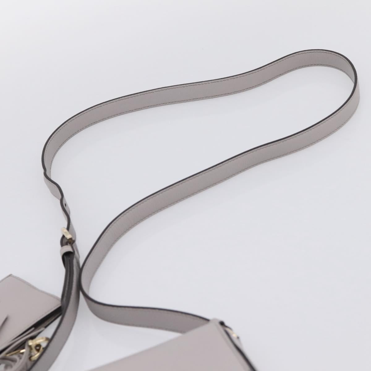 Salvatore Ferragamo Gancini Shoulder Bag Leather Gray Gold Auth ka6000V