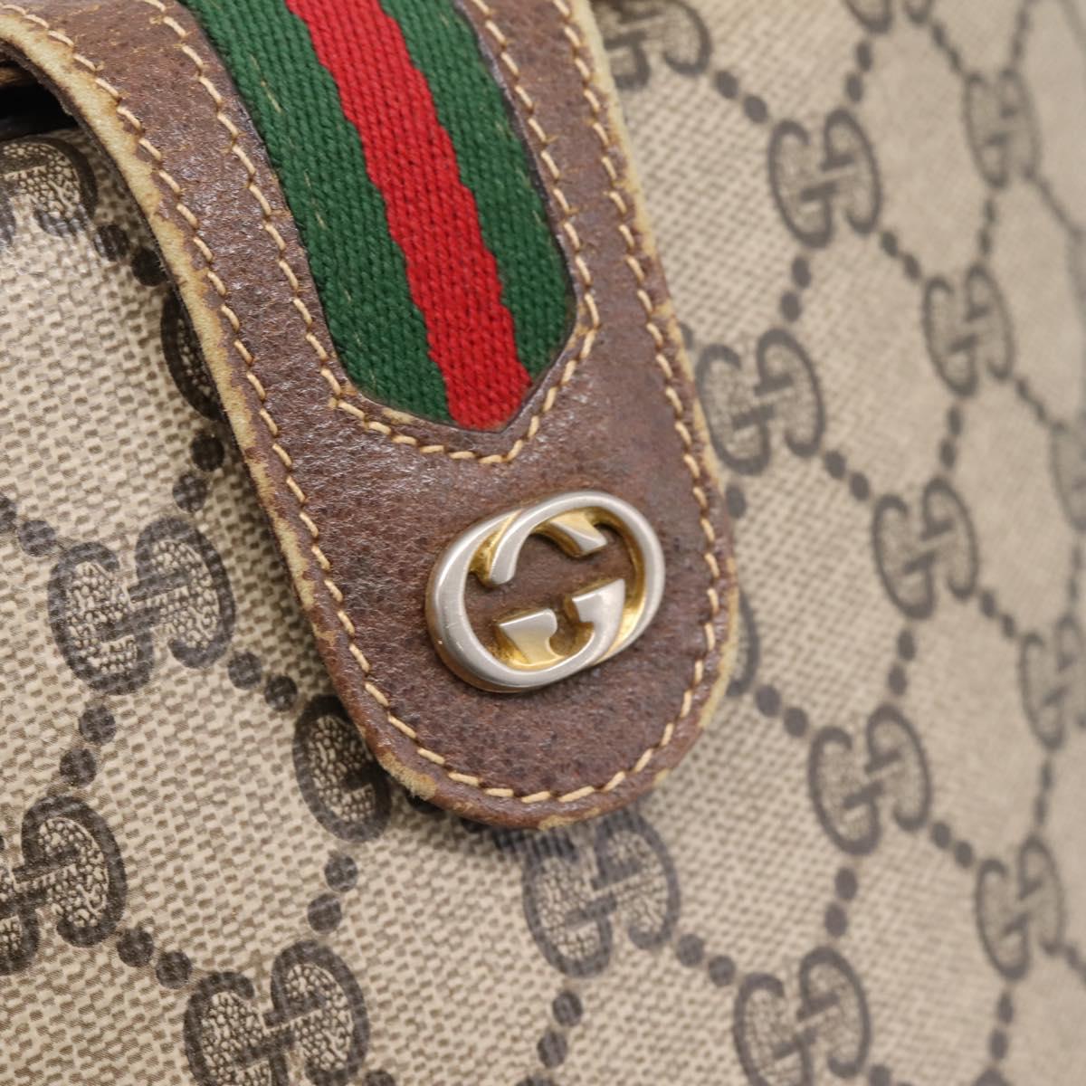 GUCCI GG Supreme Web Sherry Line Shoulder Bag PVC Beige 89 02 081 Auth ka6001