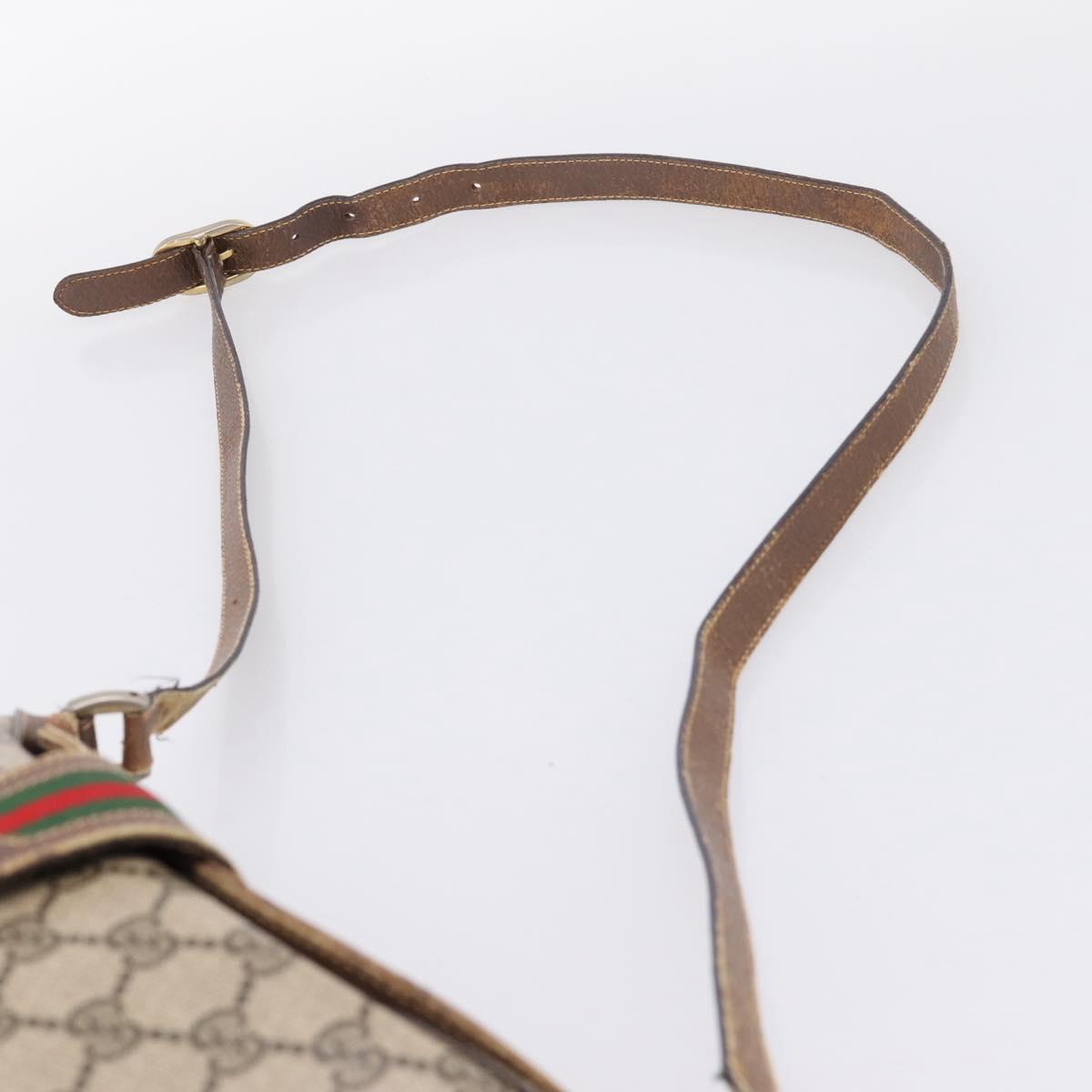 GUCCI GG Supreme Web Sherry Line Shoulder Bag PVC Beige 89 02 081 Auth ka6001