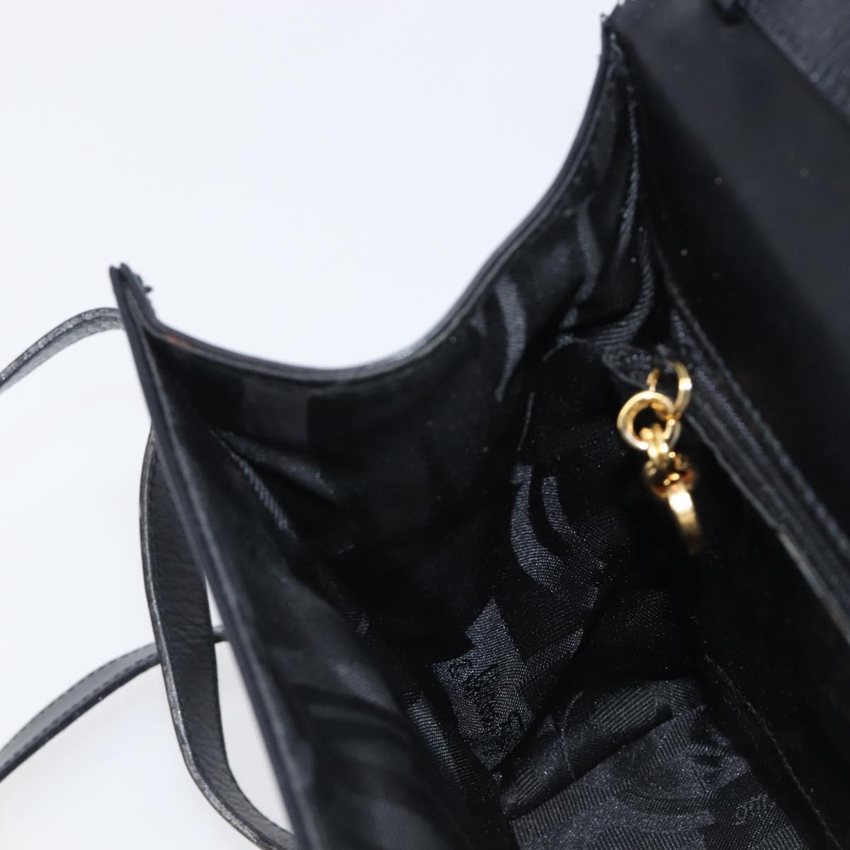 Salvatore Ferragamo Shoulder Bag Leather Black Gold Auth ka6004