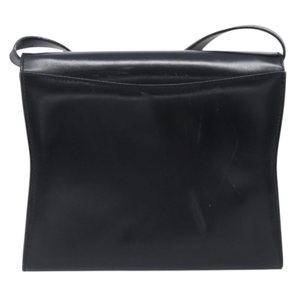 Salvatore Ferragamo Shoulder Bag Leather Black Gold Auth ka6004