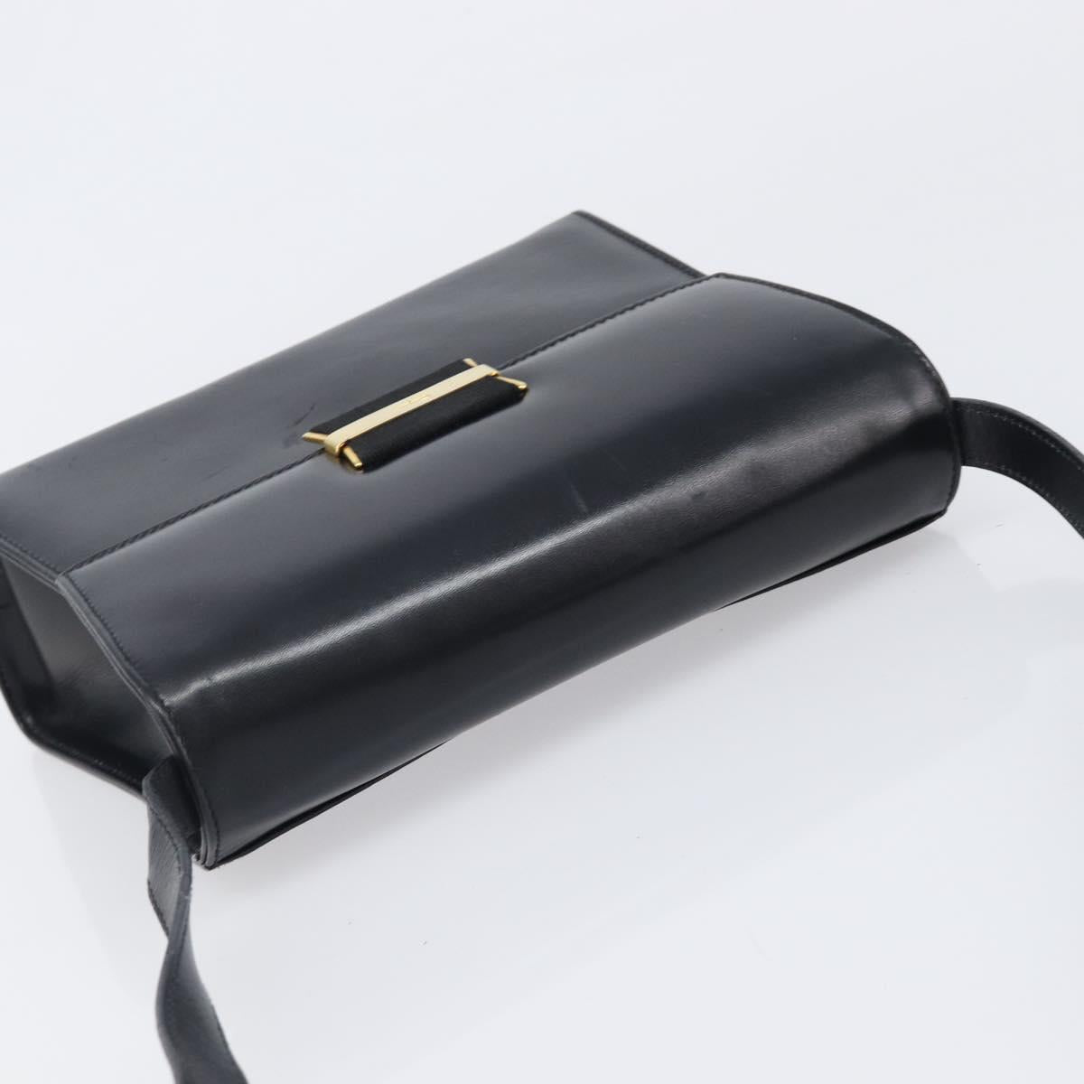 Salvatore Ferragamo Shoulder Bag Leather Black Gold Auth ka6004