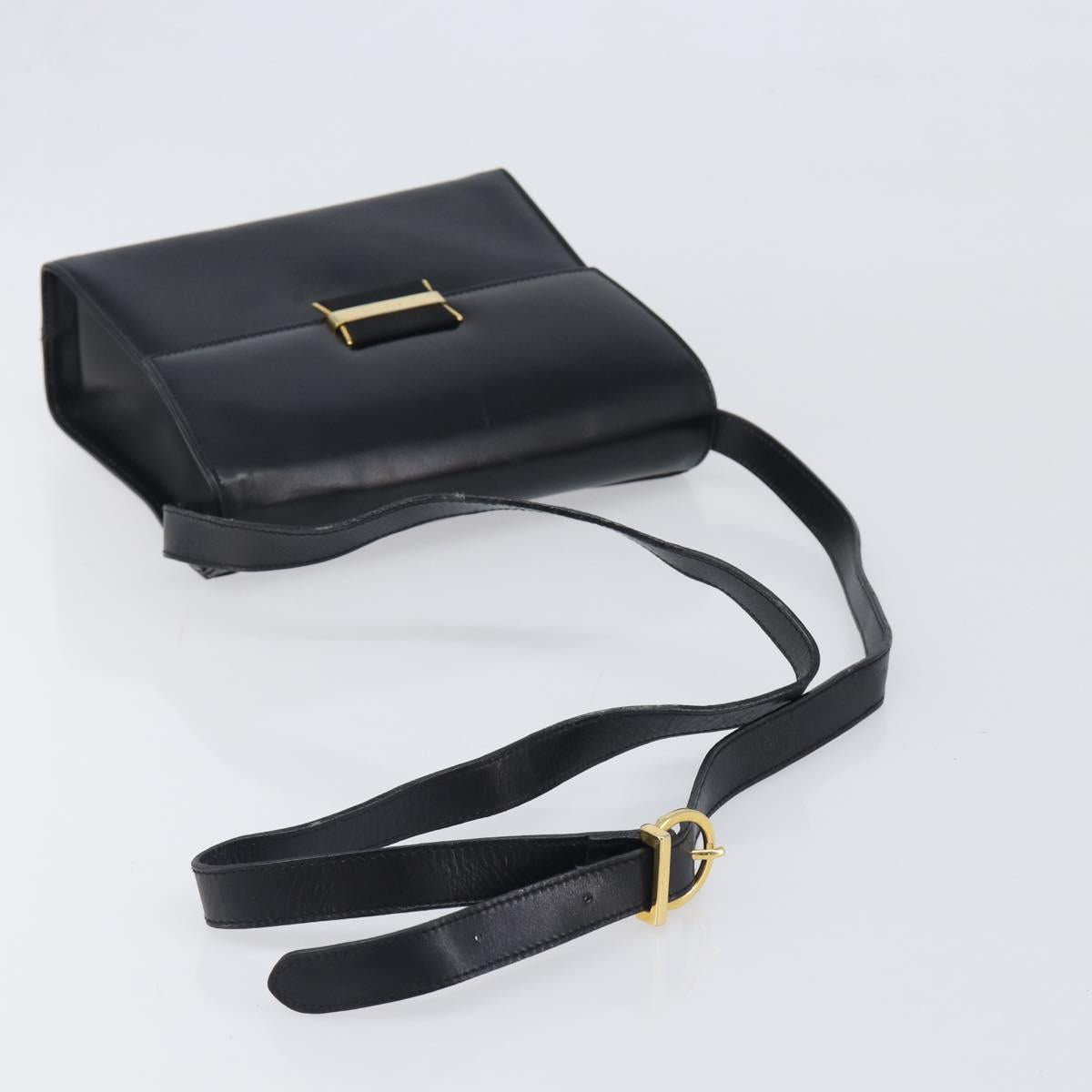 Salvatore Ferragamo Shoulder Bag Leather Black Gold Auth ka6004