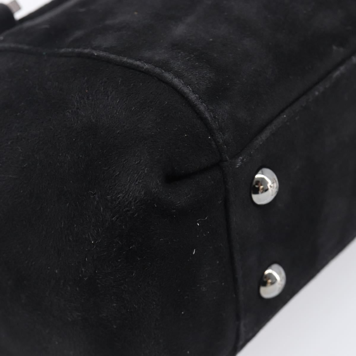 FENDI Hand Bag Suede Black Silver Auth ka6006A