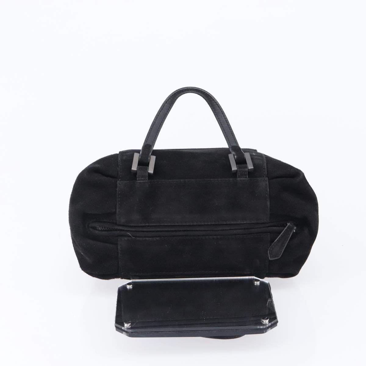 FENDI Hand Bag Suede Black Silver Auth ka6006A
